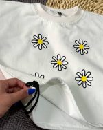 کراپ شلوار گل سفید - Image 11