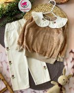 بلوز شلوار پولیشی یقه گل دار - Image 4