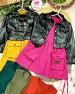 کت سارافون چرم مخمل - Image 9