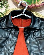 کت سارافون چرم مخمل - Image 6