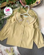 شومیز یقه گلدوزی رنگین کمون - Image 6