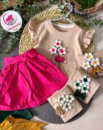 تیشرت شلوارک گل بافتنی