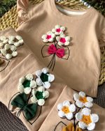 تیشرت شلوارک گل بافتنی - Image 4