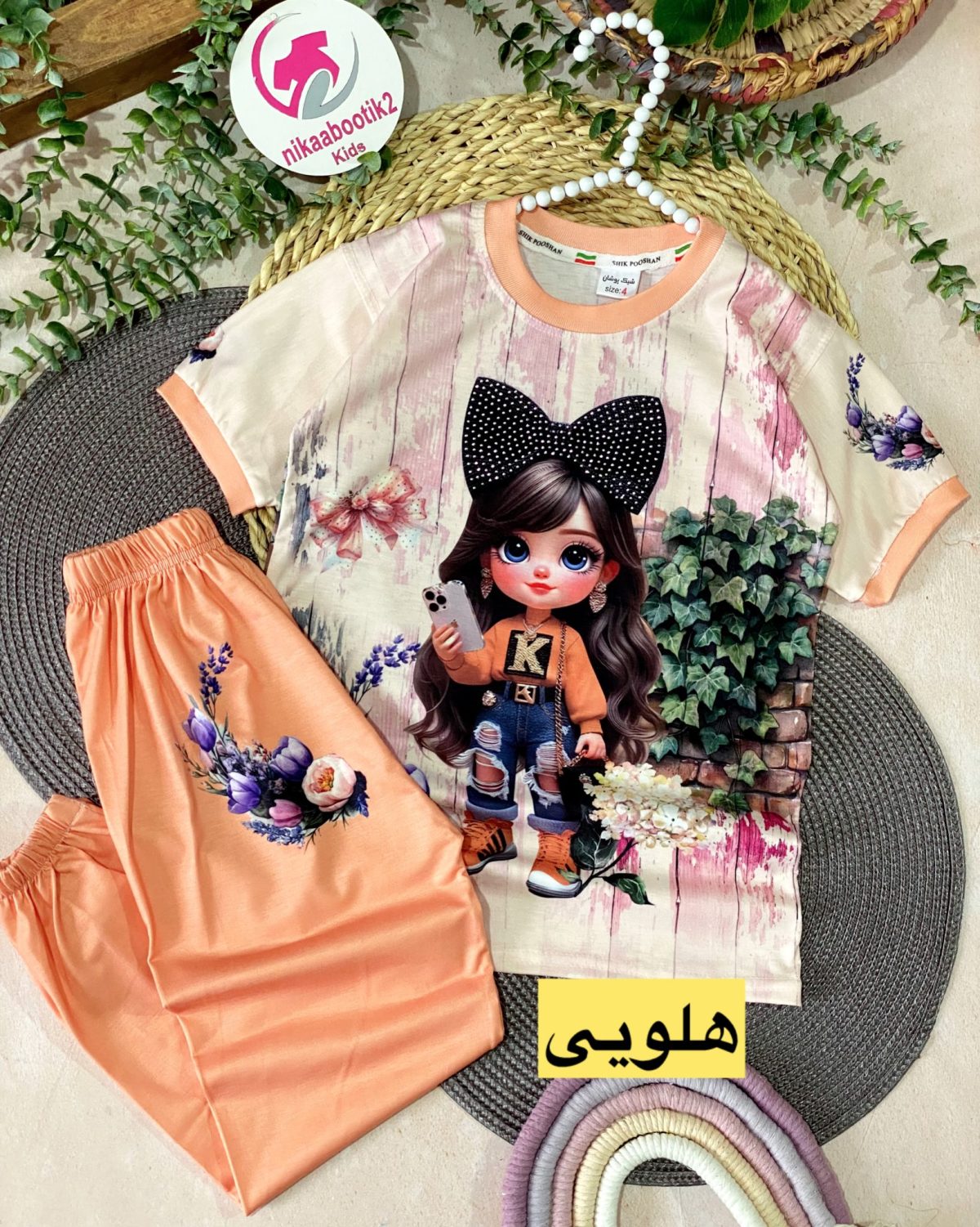 تیشرت شلوار پاپیون نگینی - Image 7