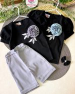 شومیز شلوارک گل برجسته - Image 3