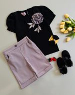 شومیز شلوارک گل برجسته