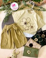 تیشرت شلوارک گل مخملی