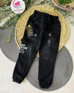 شلوار لی ذغالی زاپدار