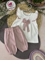 شومیز شلوارک پاپیون کتان - Image 9