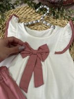 شومیز شلوارک پاپیون کتان - Image 10