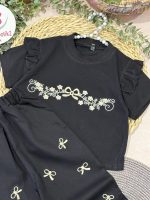 تیشرت شلوار پاپیون مشکی - Image 4