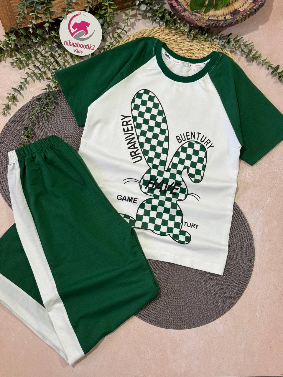 38A45971-B16D-41BD-893B-DE7A717FB919 تیشرت شلوار خرگوش چهار خونه بزرگ - Image 2