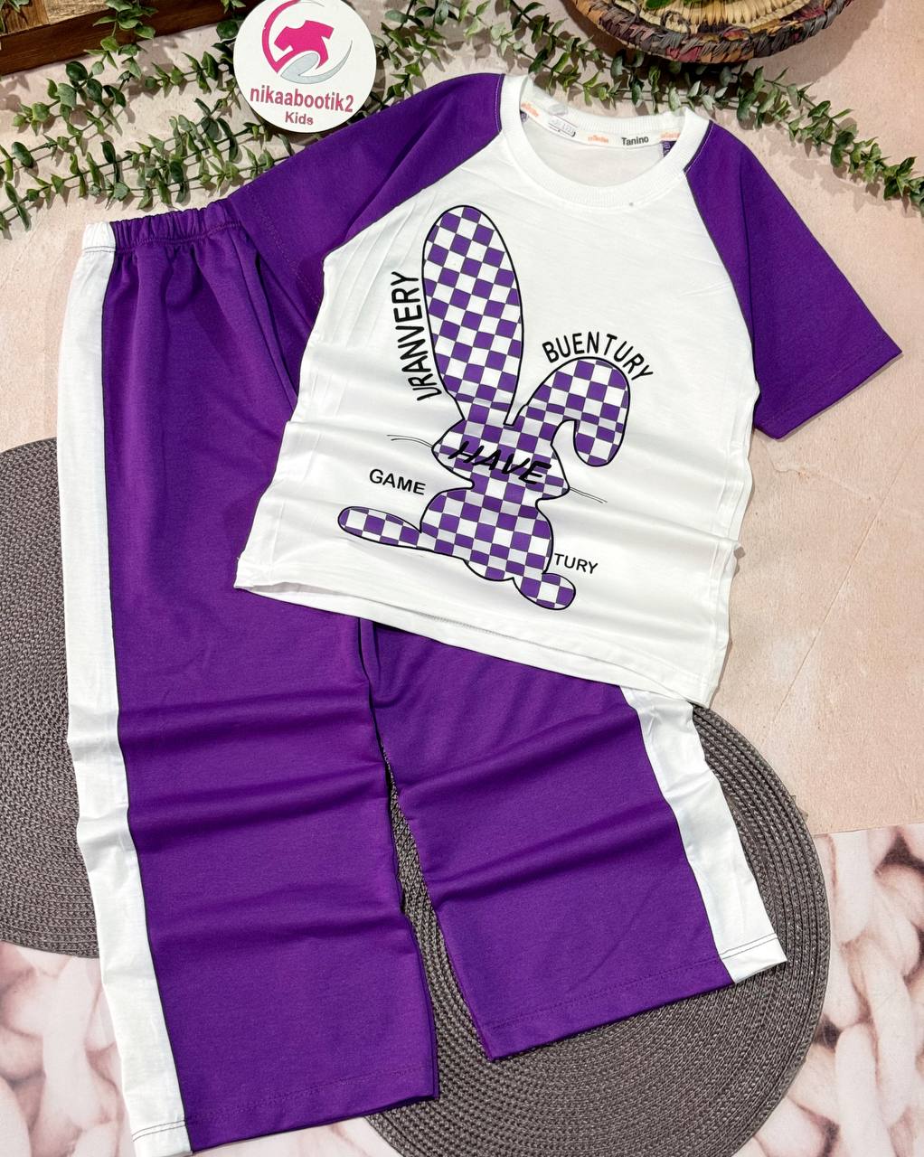 B5EA995C-14B5-4038-89CB-F63482E13BAB تیشرت شلوار خرگوش چهار خونه بزرگ - Image 1