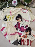 تیشرت شلوار دختر و گربه