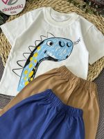 تیشرت شلوارک دایناسور آبی - Image 2