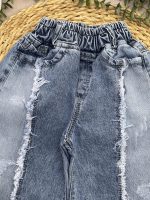 شلوار شافل آبی جلو ریش - Image 3