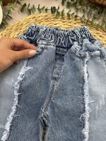 شلوار شافل آبی جلو ریش - Image 4