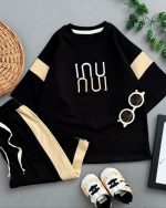 تیشرت شلوارک نوار کرم - Image 2