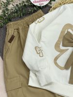 کراپ شلوار پاپیون کرم - Image 3