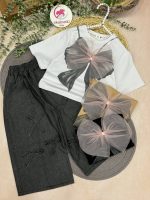 تیشرت شلوار پاپیون توری