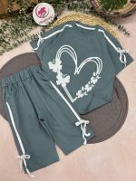 تیشرت شلوارک قلب سفید - Image 2