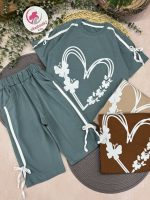 تیشرت شلوارک قلب سفید