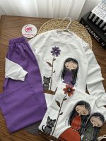 بلوز شلوار دختر و گربه