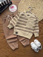 بلوز شلوار جیب خرسی راه راه - Image 5