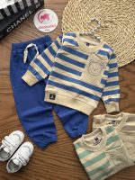 بلوز شلوار جیب خرسی راه راه