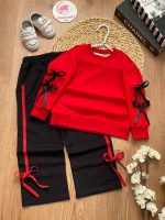 بلوز شلوار قرمز پاپیونی