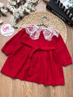 پیراهن مخملی یقه تور - Image 2