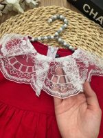 پیراهن مخملی یقه تور - Image 4