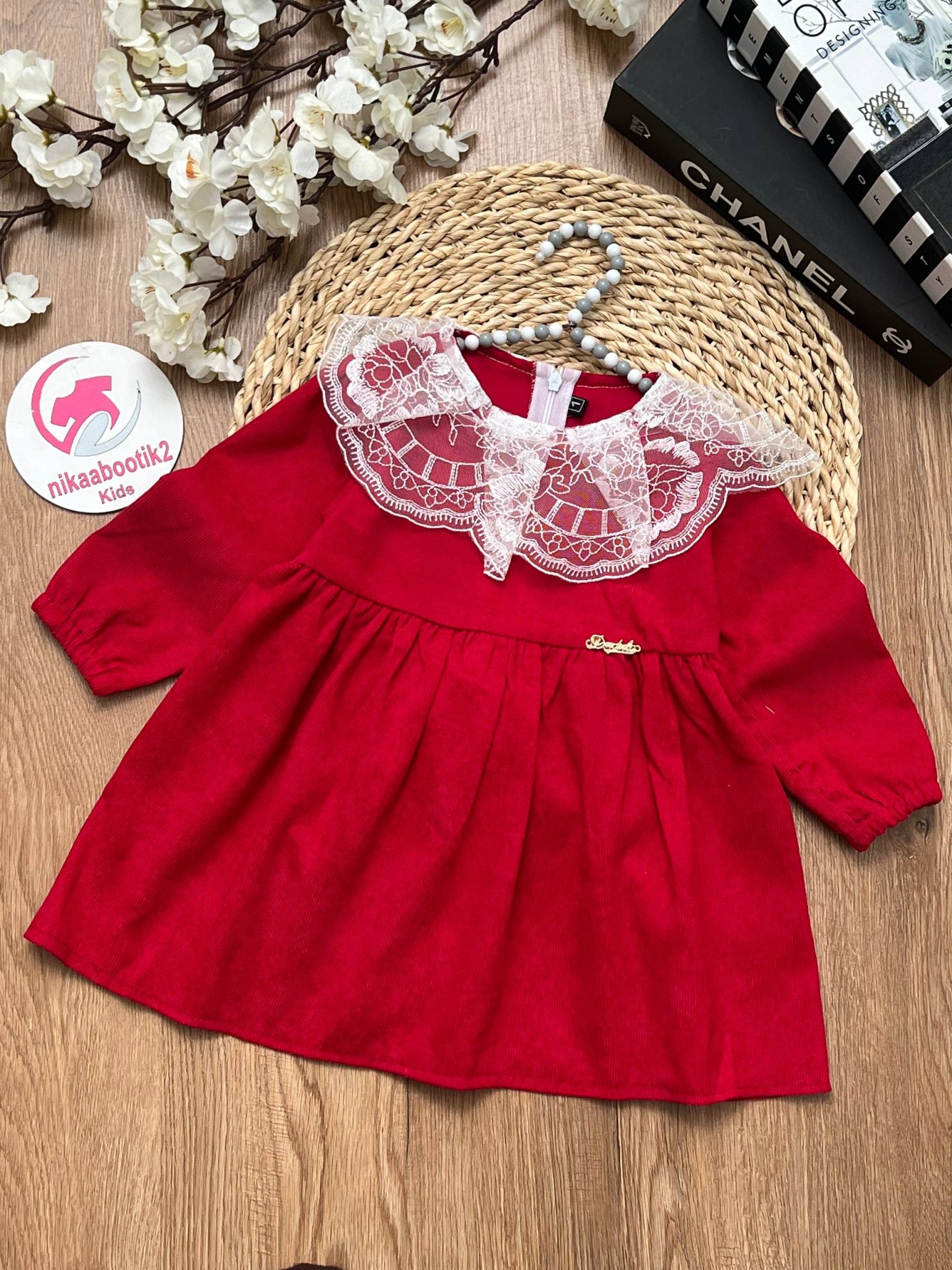 IMG_20251209_143108_152 پیراهن مخملی یقه تور - Image 1