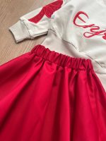 بلوز دامن پاپیون قرمزی - Image 3