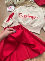 بلوز دامن پاپیون قرمزی - Image 8