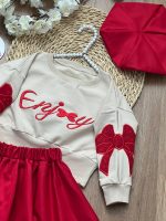 بلوز دامن پاپیون قرمزی - Image 9