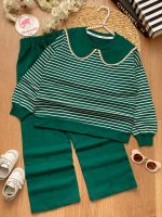 بلوز شلوار راه راه یقه‌ ب ب - Image 4