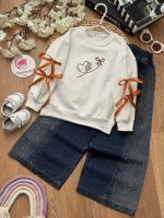 بلوز شلوار گلدوزی قلب و پاپیون - Image 10