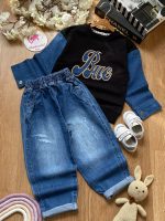 بلوز شلوار آستین جین - Image 3