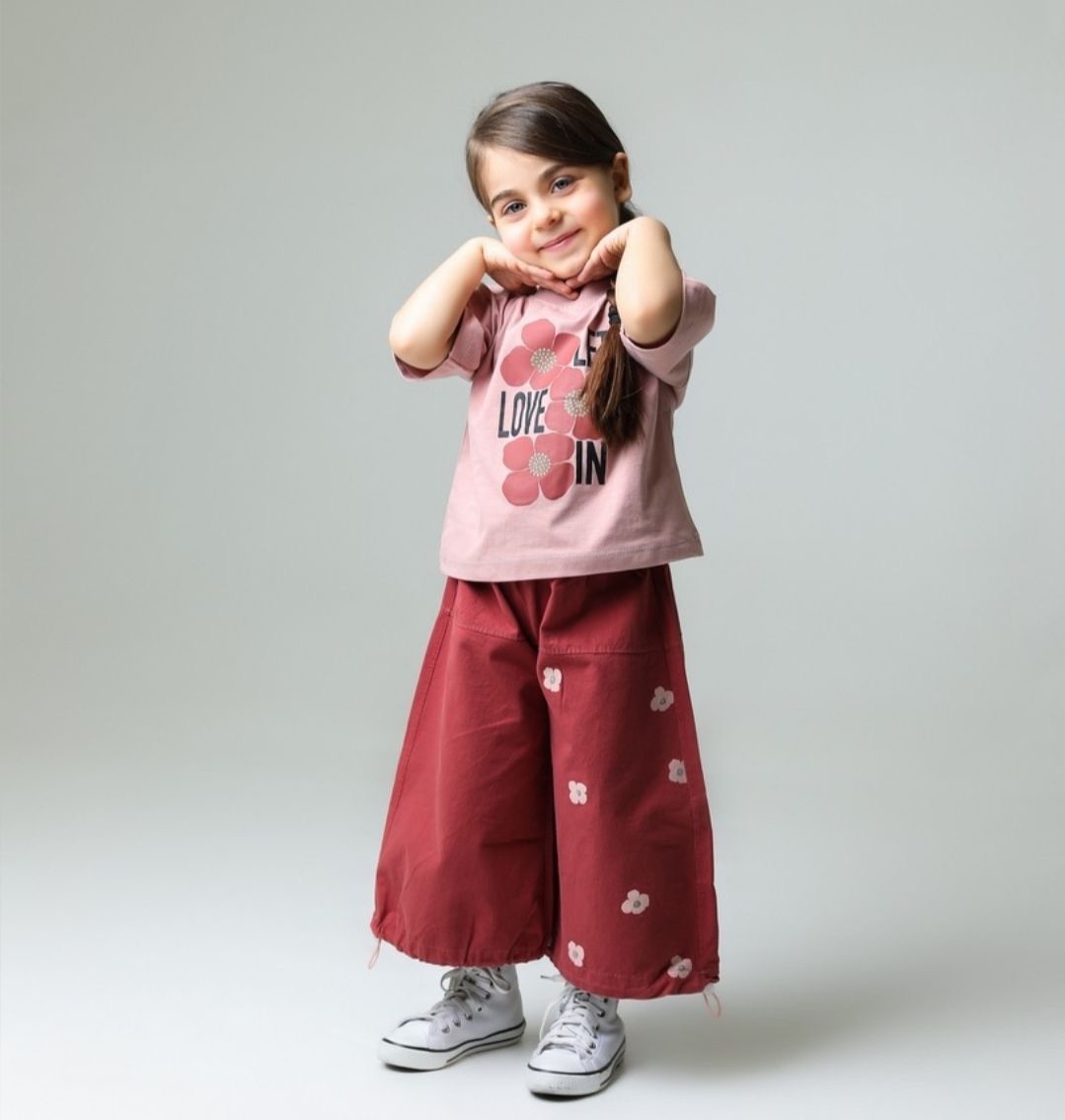 1E330197-07E6-4BF2-B142-892B6CCBF550 کراپ شلوار واید شکوفه هلو - Image 1