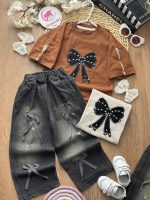 تیشرت شلوار پاپیون جین مروارید - Image 2