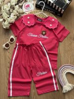 تیشرت شلوارک یقه گل - Image 3
