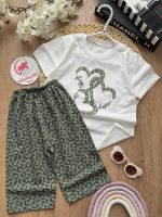 تیشرت شلوارک سفید پلنگی - Image 4