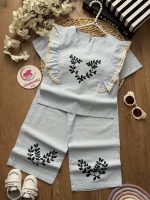کراپ شلوار برگ گلدوزی - Image 4