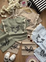 کراپ شلوار برگ گلدوزی