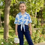 شومیز گره ای گل آبرنگی