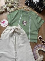 کراپ شلوار قلب گلدوزی - Image 4