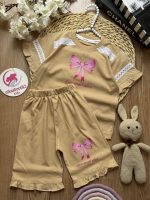 تیشرت شلوارک پاپیون صورتی - Image 2
