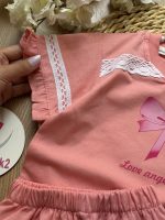 تیشرت شلوارک پاپیون صورتی - Image 6
