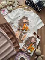 تیشرت شلوار دختر و دسته گل